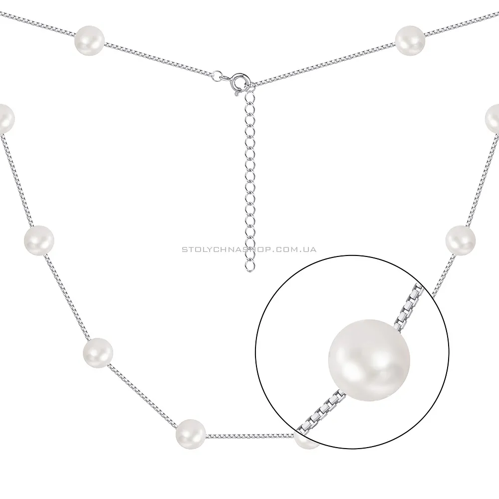 Срібне кольє з перлинами  (арт. 7507/1355жб)