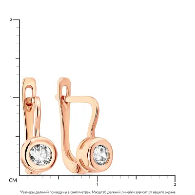 Золотые сережки с белыми фианитами (арт. 107896)