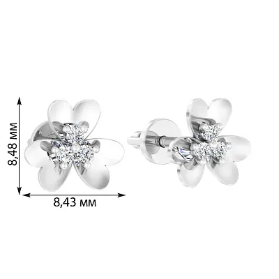 Золоті сережки пусети «Квіточки» з фіанітами (арт. 110574б)