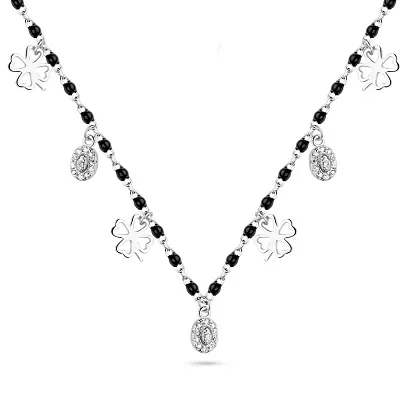 Колье из серебра с подвесками и черной эмалью  (арт. 7507/1417еч)
