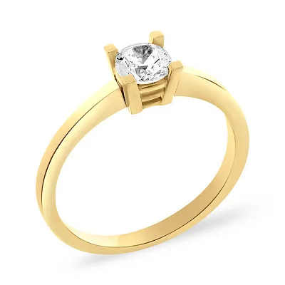 Золотое помолвочное кольцо с фианитом (арт. 140649ж)