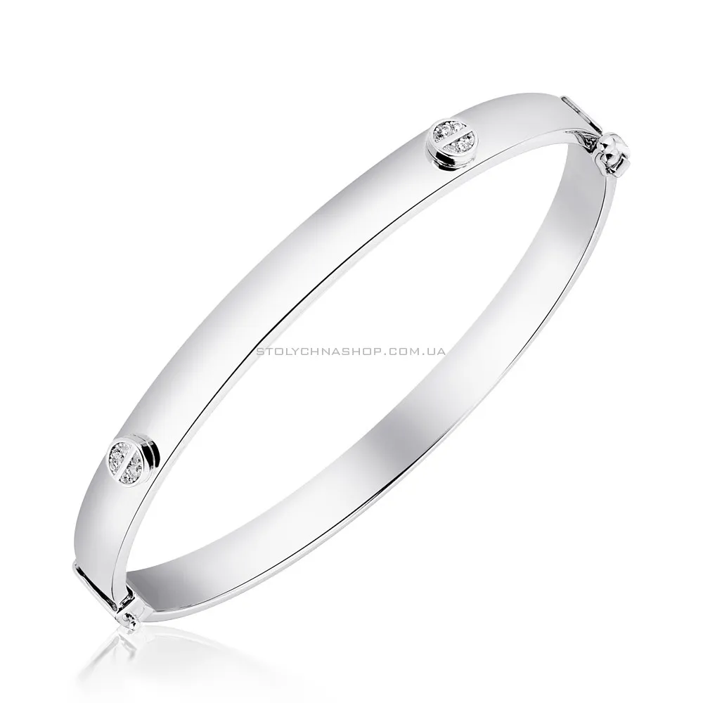 Срібний браслет-скоба з родіюванням  (арт. 7509/3373) - цена