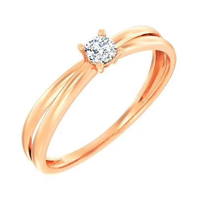 Кольцо для помолвки из красного золота с бриллиантом  (арт. К011247005)