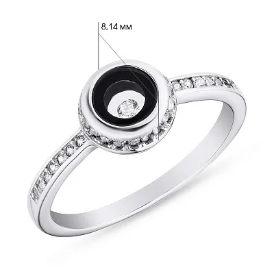 Серебряное кольцо с эмалью и фианитами  (арт. 7501/4099еч)