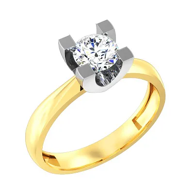 Золотое помолвочное кольцо с фианитом (арт. 140449ж)