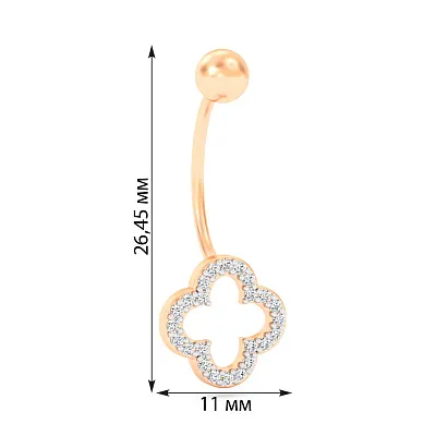 Пірсинг у пупок з червоного золота з фіанітами (арт. 360249)