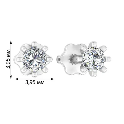 Сережки-цвяшки з білого золота з діамантами (арт. Т011219020б)