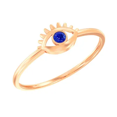 Кольцо из красного золота &quot;Глаз&quot; с синим фианитом  (арт. 141185с)