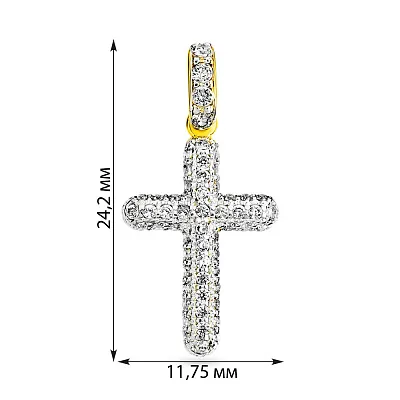 Золотий хрестик з фіанітами (арт. 440425ж)