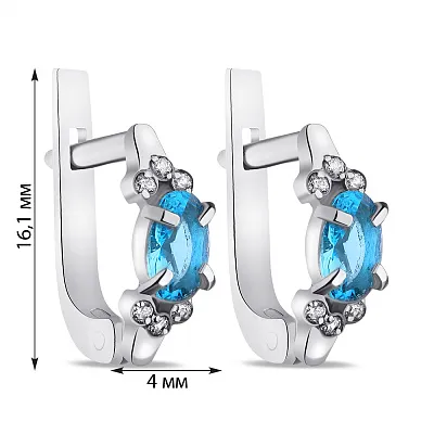 Срібні сережки з альпінітом (арт. 7502/0937агсю)