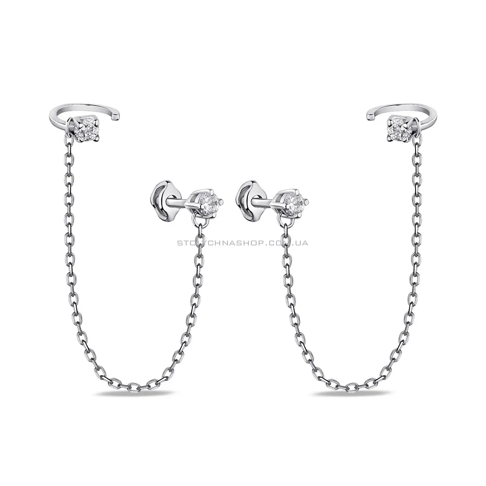 Сережки-пусети зі срібла з фіанітами (арт. 7518/577сп) - цена