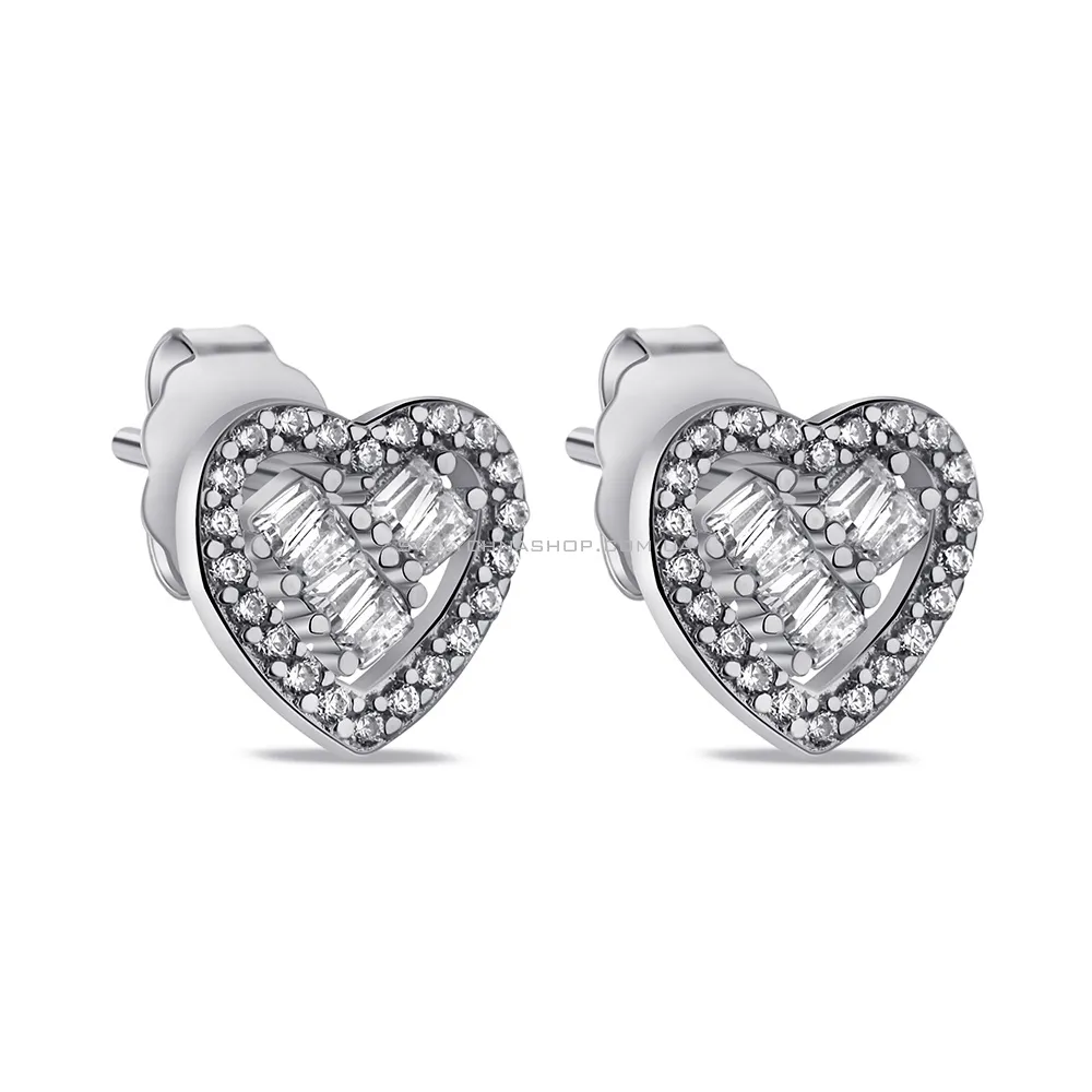 Срібні сережки Сердечка з фіанітами (арт. 7518/6803) - цена