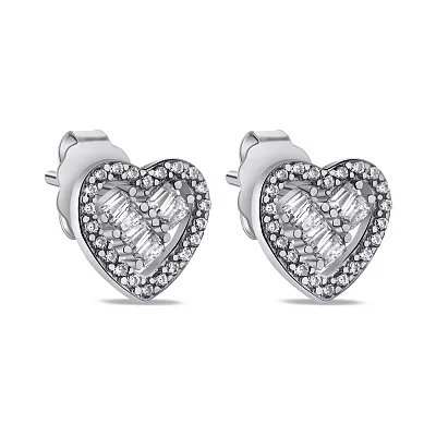 Срібні сережки Сердечка з фіанітами (арт. 7518/6803)