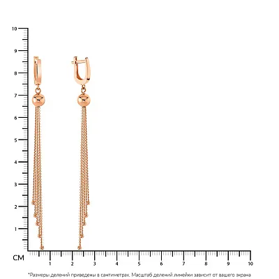Длинные золотые серьги-подвески без камней (арт. 106155)