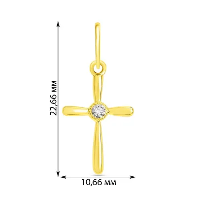 Золотая подвеска-крестик с фианитом (арт. 440457ж)
