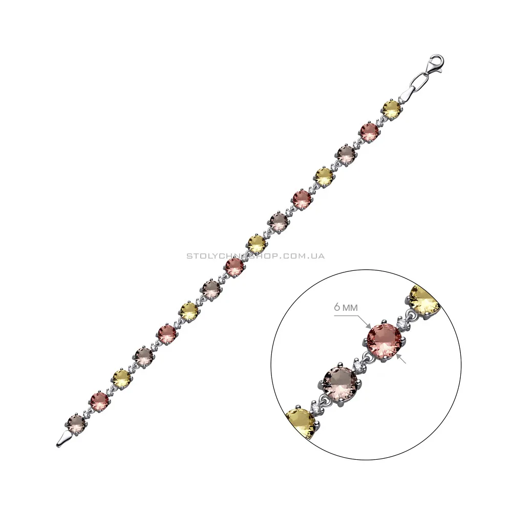 Срібний браслет з кварцом і фіанітами (арт. 7009/1199Пк) - 2 - цена