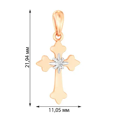 Золотая подвеска-крестик с фианитом (арт. 440636)