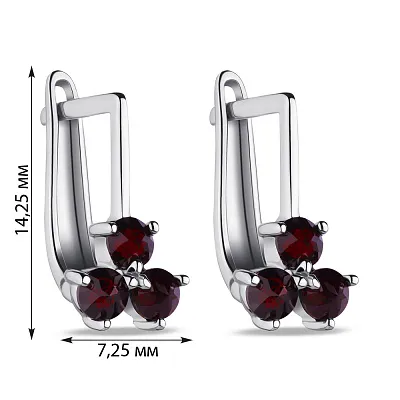 Сережки срібні з гранатом (арт. 7502/3998Г)