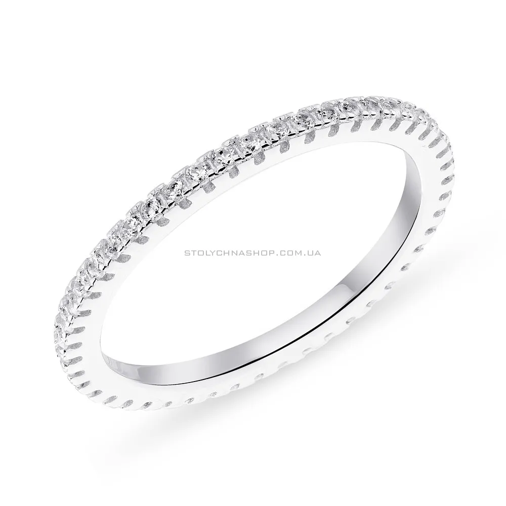 Серебряное тонкое кольцо с дорожкой из фианитов  (арт. 7501/5616)