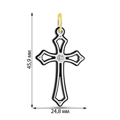 Золотий хрестик з оніксом та фіанітом (арт. 421508ж)