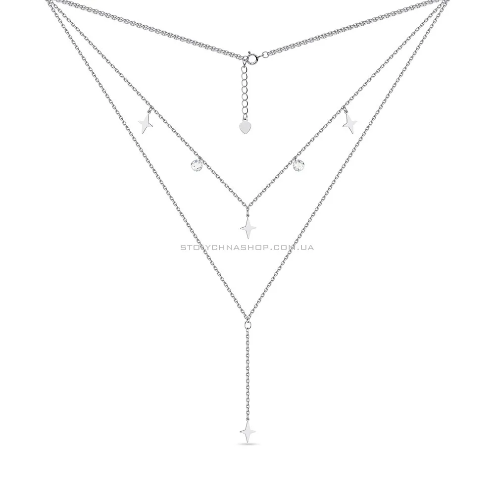 Багатошарове кольє зі срібла з підвісками  (арт. 7507/1391) - 2 - цена