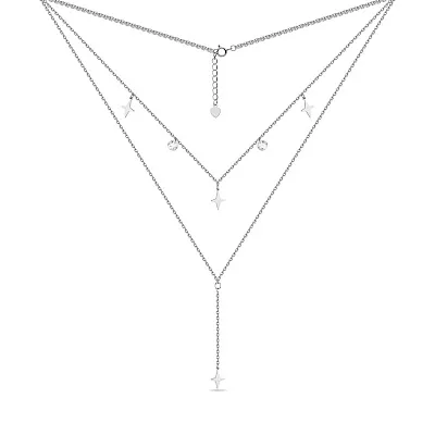 Багатошарове кольє зі срібла з підвісками  (арт. 7507/1391)