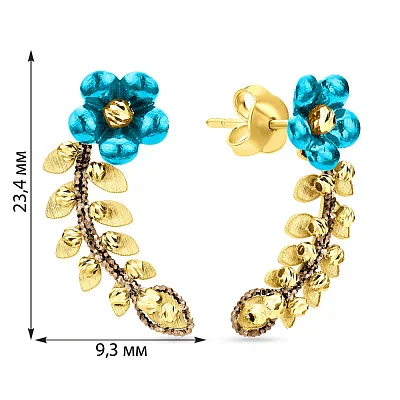 Золоті сережки-пусети Francelli «Квіти»  (арт. 109774жгкр)