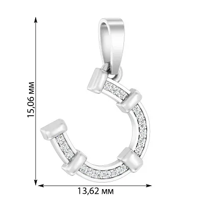 Подвеска &quot;Подкова&quot; из белого золота с фианитами (арт. 440611б)