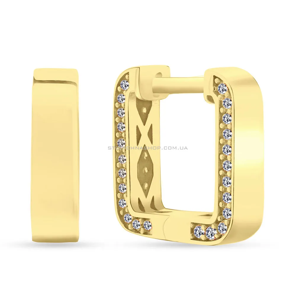 Золоті сережки в жовтому кольорі металу з фіанітами (арт. 107037ж) - цена