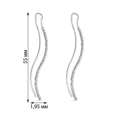 Сережки-протяжки з білого золота (арт. 107526б)
