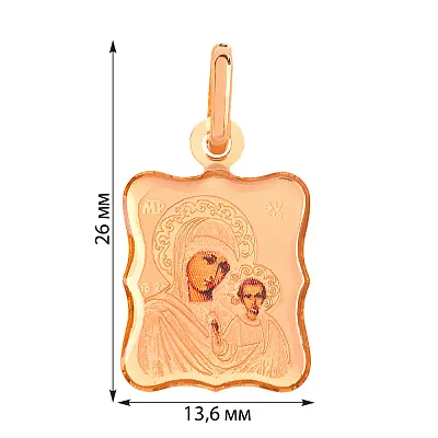 Ладанка из золота «Матерь Божия Казанская» с эмалью (арт. 421086К)