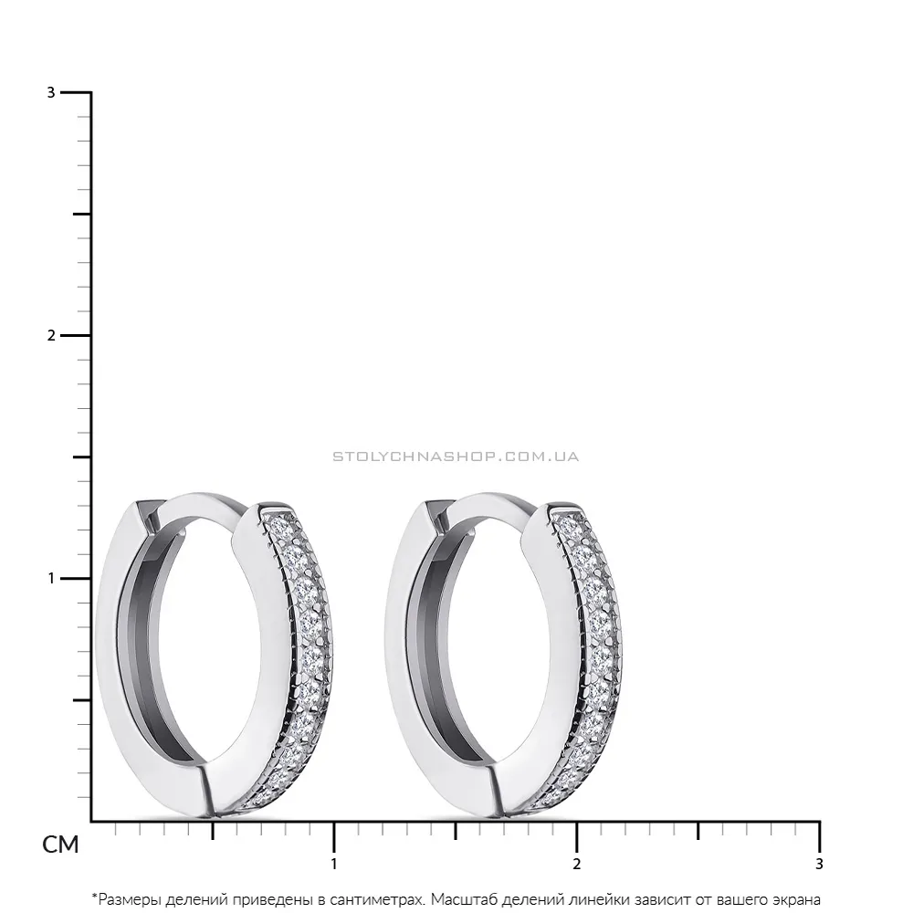 Серебряные серьги-кольца с фианитами (арт. 7502/2881/15) - 2 - цена