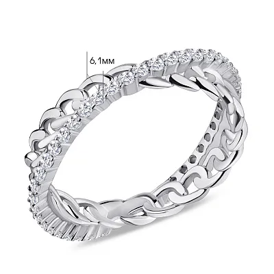 Переплетенное кольцо из серебра Trendy Style с фианитами  (арт. 7501/5906)