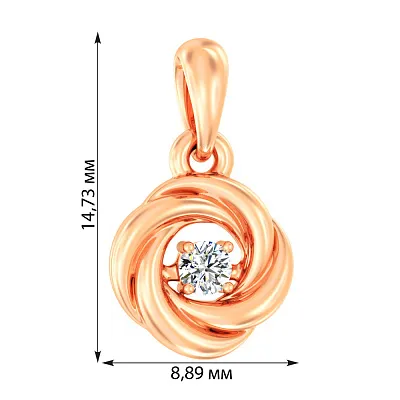 Кулон з червоного золота з діамантом (арт. П011033005)