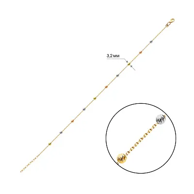 Браслет из комбинированного золота с шариками (арт. 323582жкб)