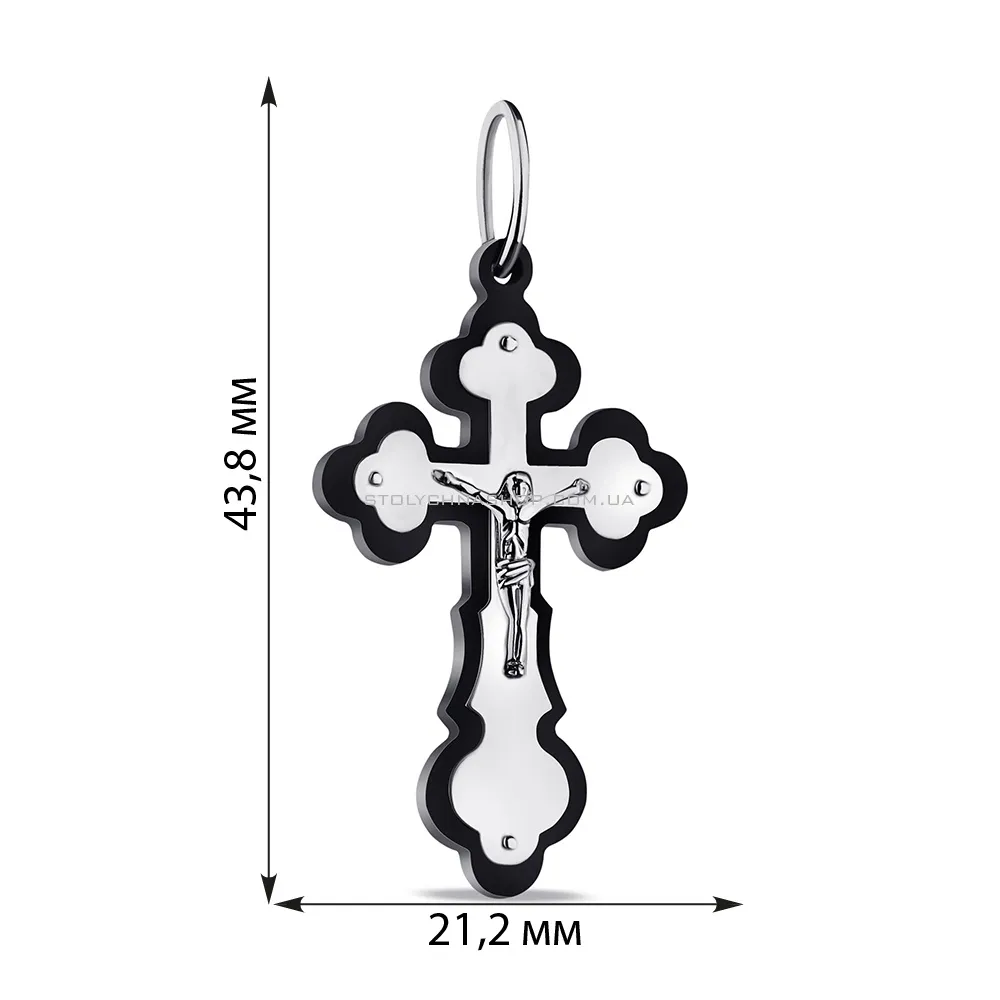 Срібний хрестик з розп'яттям та оніксом (арт. 7504/3944о) - 2 - цена