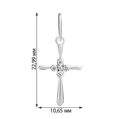 Хрестик з білого золота з фіанітами (арт. 440459б)