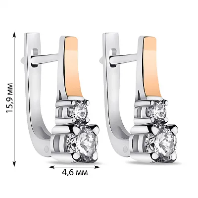 Серебряные серьги с золотой накладкой и с фианитами (арт. 7202/0456.10)