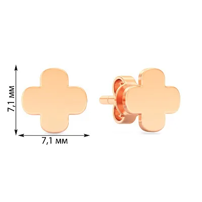 Сережки-пусеты из красного золота (арт. 110046)
