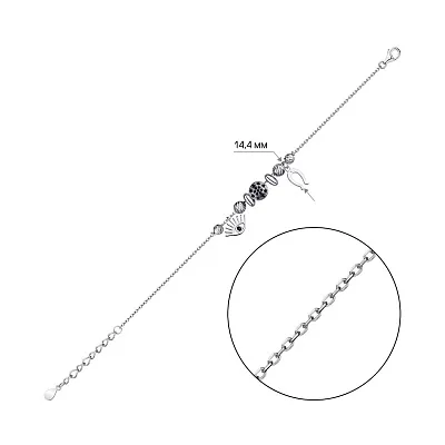 Срібний браслет з чорними фіанітами (арт. 7509/3775ч)