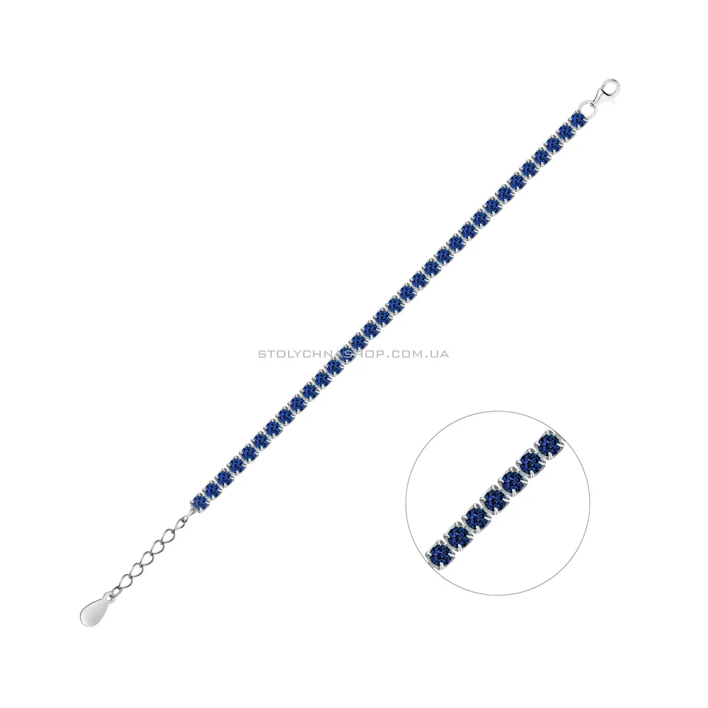 Тенісний браслет зі срібла з синіми альпінітами  (арт. 7509/1218/1аc) - цена
