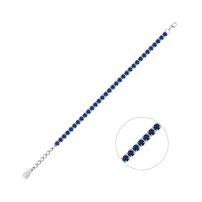 Теннисный браслет из серебра с синими альпинитами  (арт. 7509/1218/1аc)