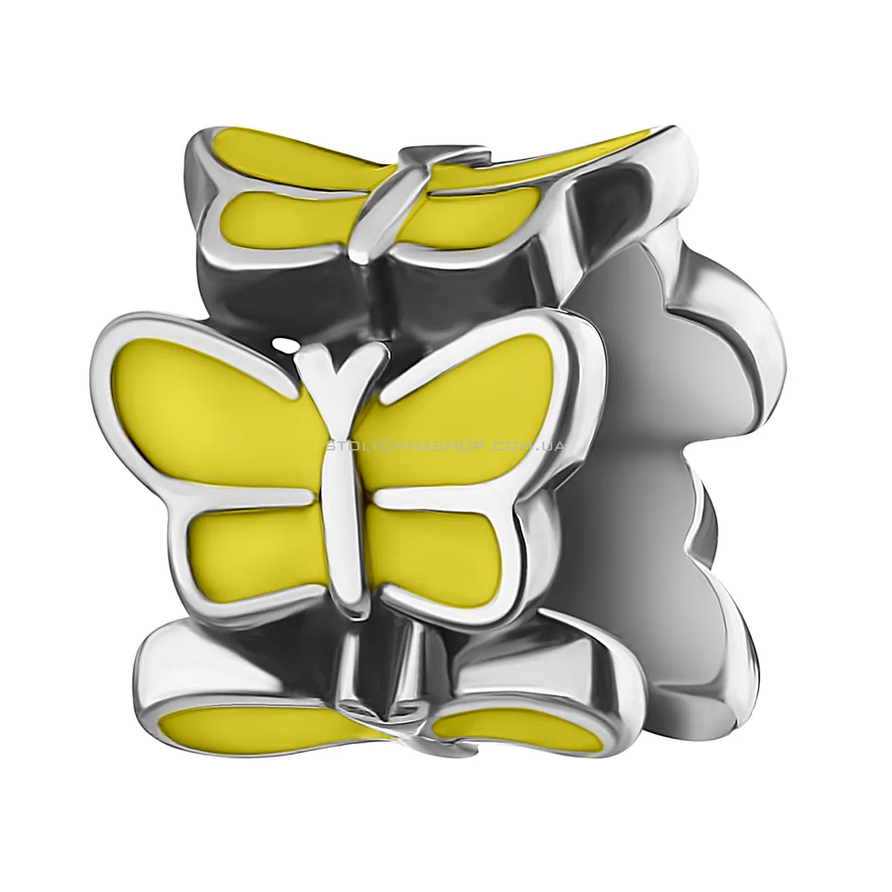 Шарм зі срібла "Метелики" з жовтою емаллю (арт. 7903/2880еж) - цена