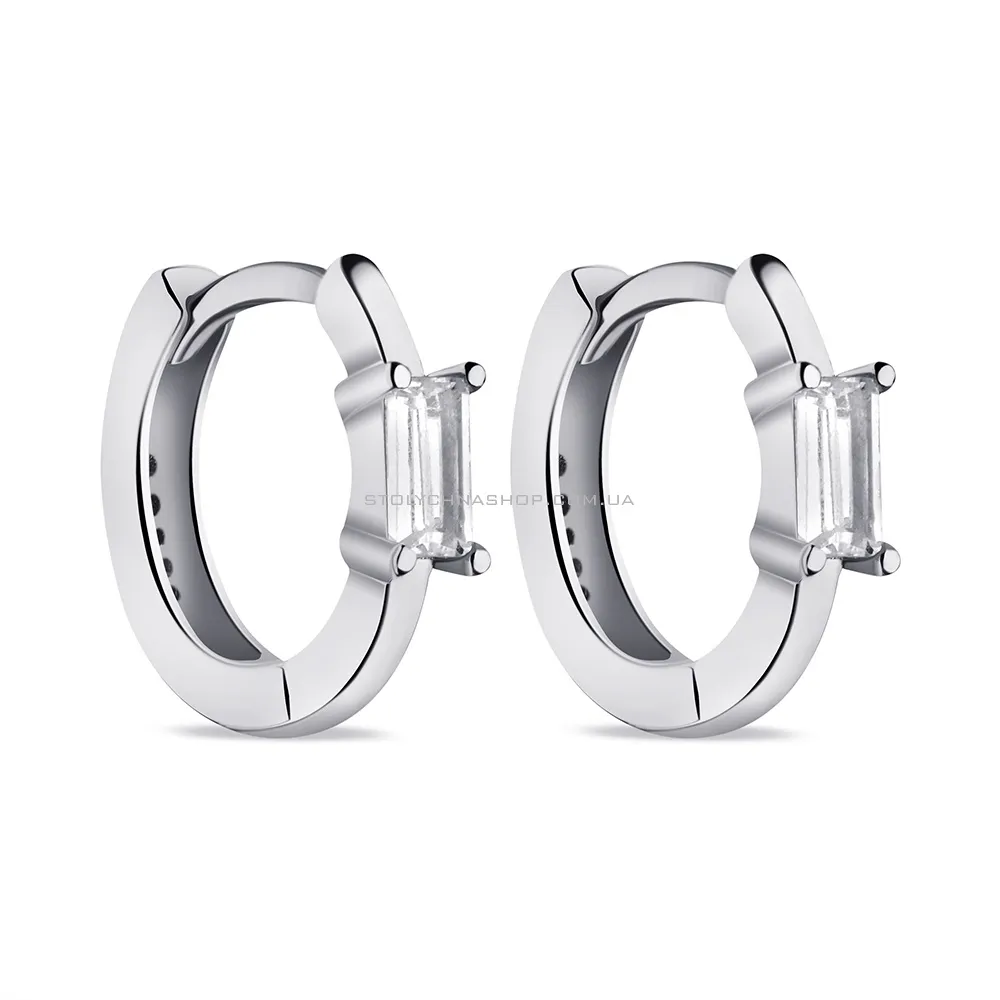 Серьги-кольца из серебра с фианитами (арт. 7502/9512) - цена