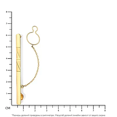 Тонкий зажим для галстука из желтого золота  (арт. 200094жм)