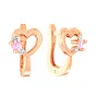 Дитячі золоті сережки «Серденька» з рожевими фіанітами (арт. 110498р)