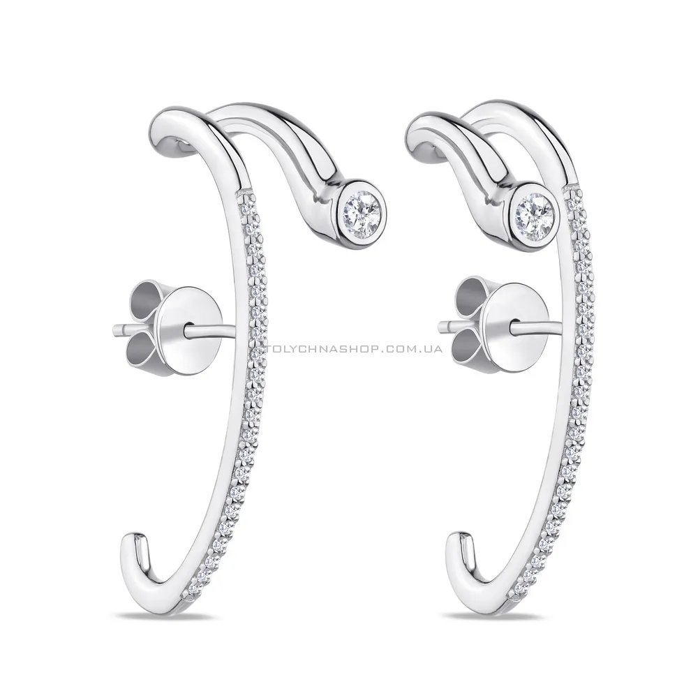 Срібні сережки з доріжкою з фіанітів (арт. 7518/5947) - цена