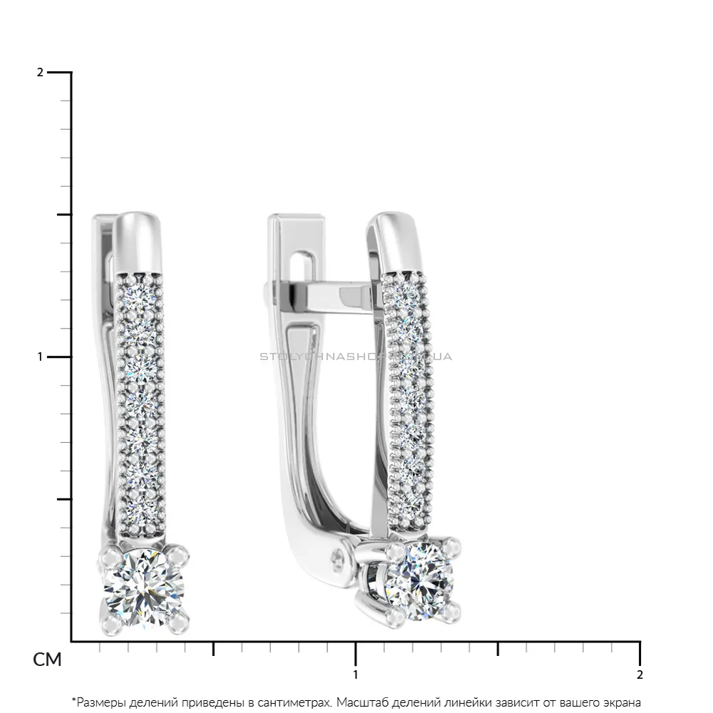Сережки з білого золота з діамантами (арт. С011182015б) - 2 - цена
