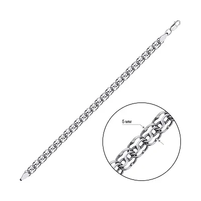 Срібний ланцюговий браслет плетіння Струмок (арт. 03113406ч)