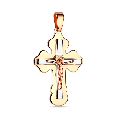 Крестик с распятием из красного и белого золота (арт. 501381кб)